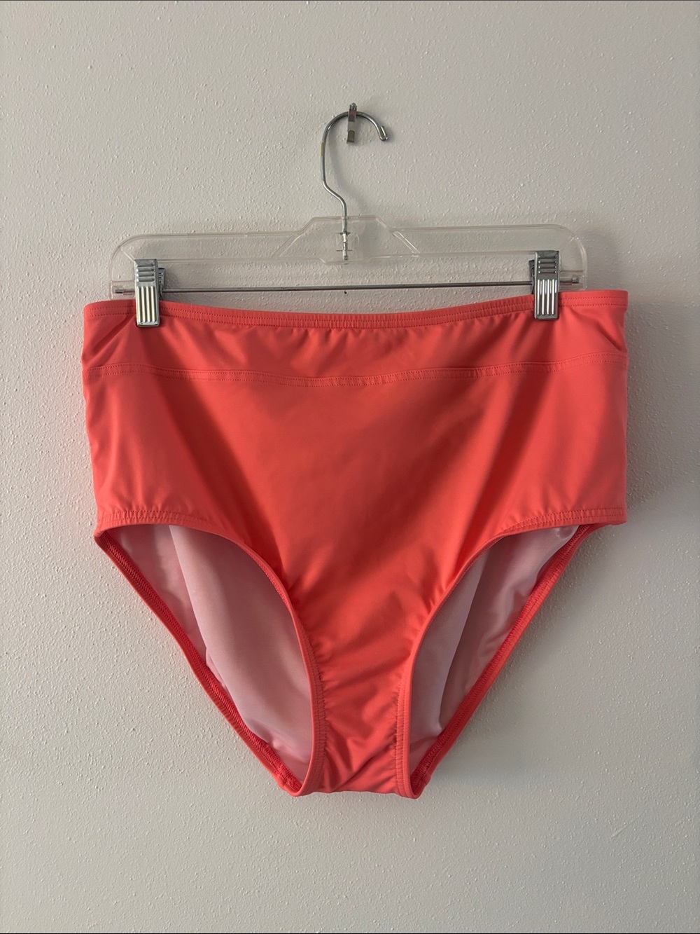 High-Rise Bikini Bottoms in Coral
